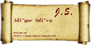 Jáger Sára névjegykártya